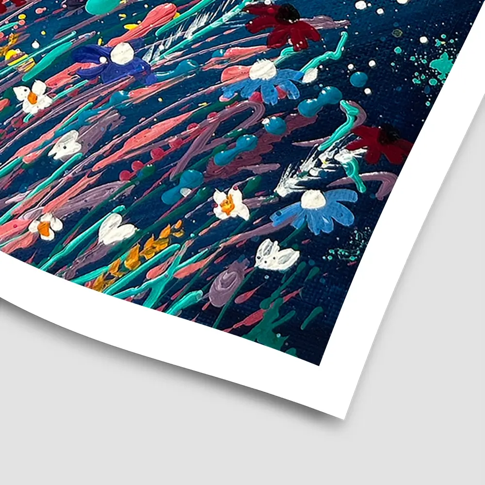 Floral Navy Nights Square Art Print Floral Navy Nights Square Art Print wall art product Emma LC Art