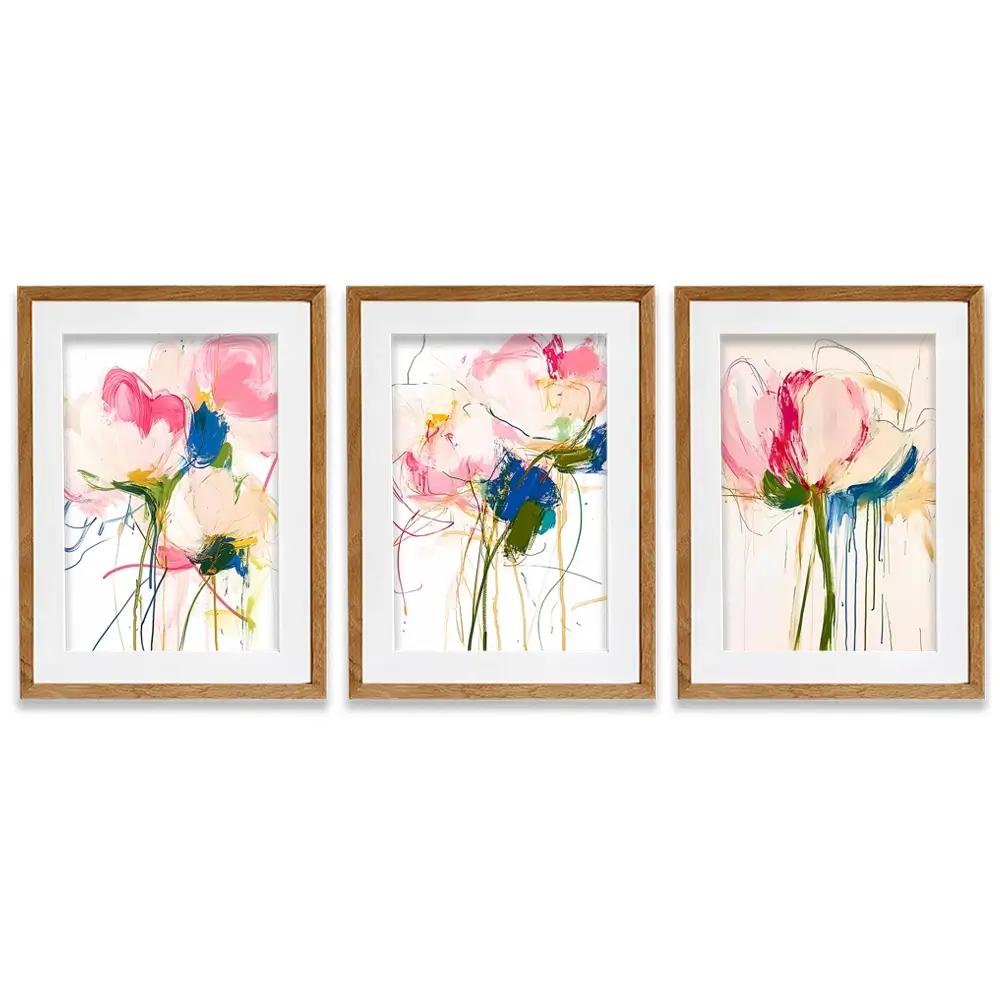Floral Scribbles Framed Art Print Trio Floral Scribbles Framed Art Print Trio wall art product IAmHomeStudio