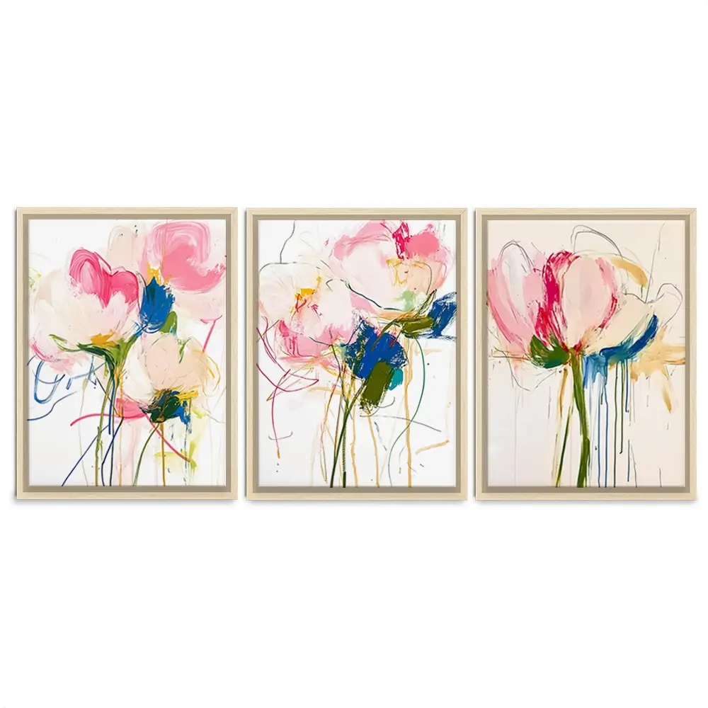 Floral Scribbles Trio Canvas Print Floral Scribbles Trio Canvas Print wall art product IAmHomeStudio