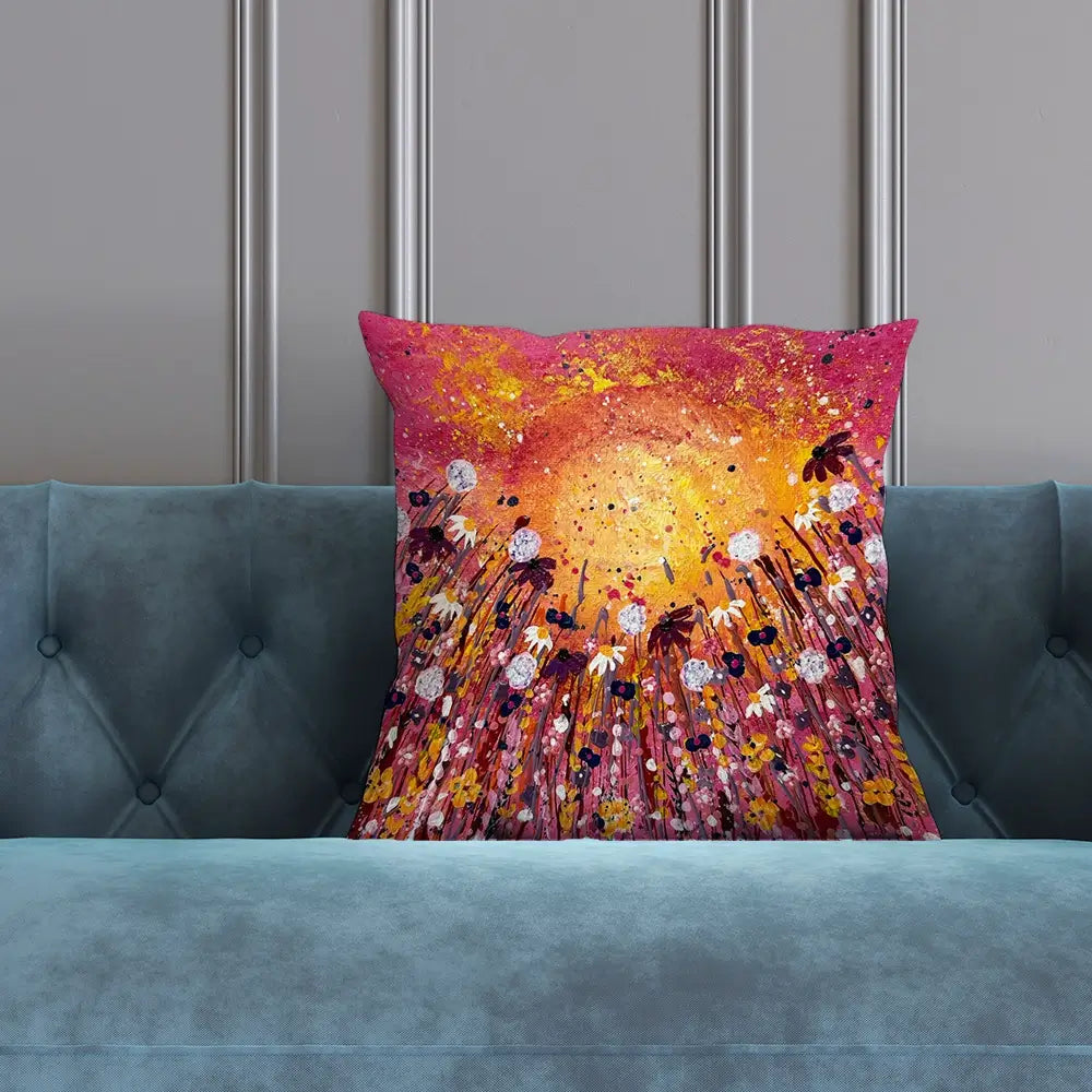 Floral Sunset Warmth Cushion Floral Sunset Warmth Cushion wall art product Emma LC Art