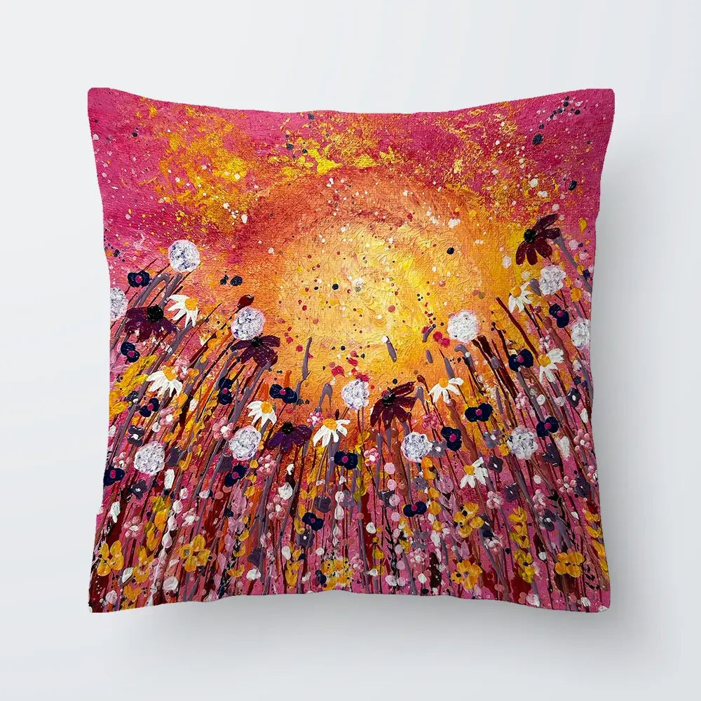 Floral Sunset Warmth Cushion Floral Sunset Warmth Cushion wall art product Emma LC Art