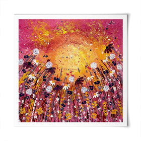 Floral Sunset Warmth Square Art Print Floral Sunset Warmth Square Art Print wall art product Emma LC Art