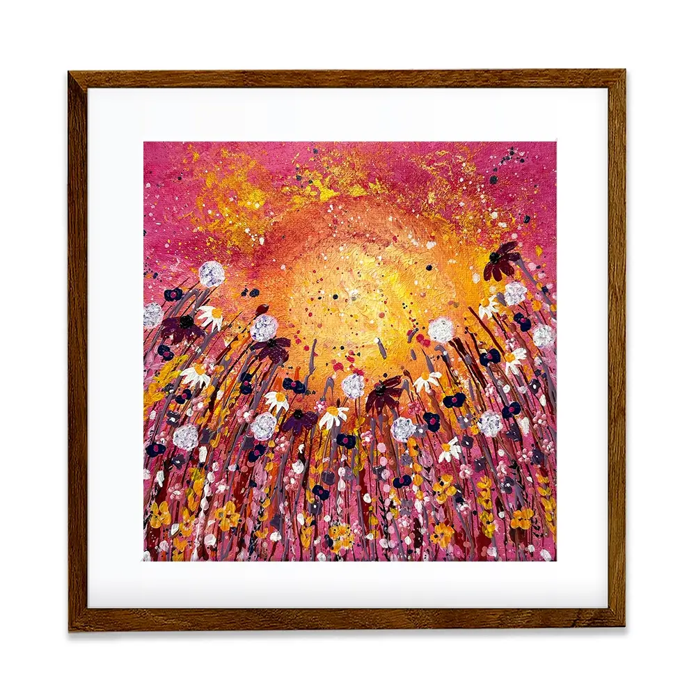 Floral Sunset Warmth Square Framed Art Print Floral Sunset Warmth Square Framed Art Print wall art product Emma LC Art