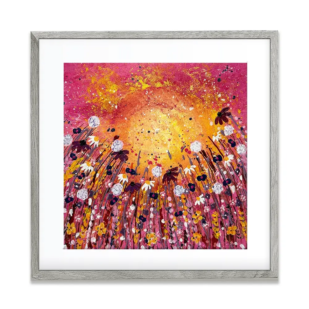 Floral Sunset Warmth Square Framed Art Print Floral Sunset Warmth Square Framed Art Print wall art product Emma LC Art