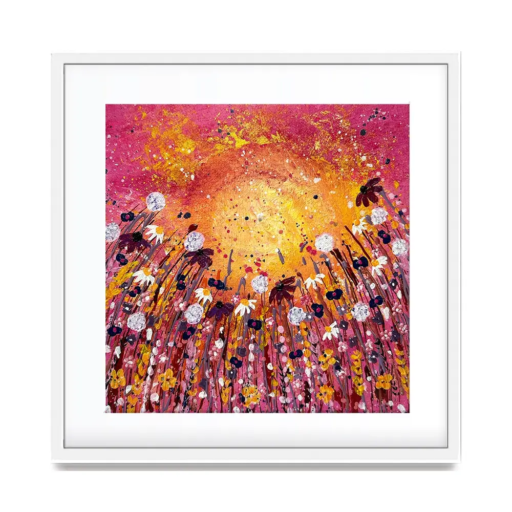 Floral Sunset Warmth Square Framed Art Print Floral Sunset Warmth Square Framed Art Print wall art product Emma LC Art