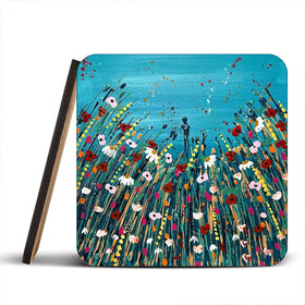 Floral Teal Coaster Set Floral Teal Coaster Set wall art product Emma LC Art