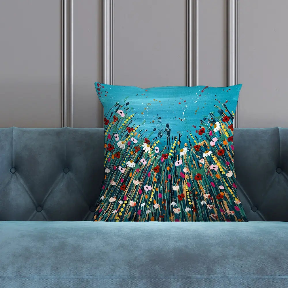 Floral Teal Cushion Floral Teal Cushion wall art product Emma LC Art