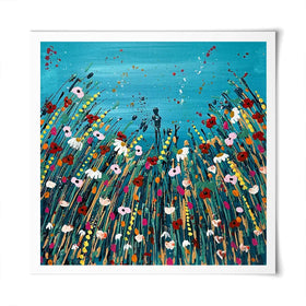 Floral Teal Square Art Print Floral Teal Square Art Print wall art product Emma LC Art