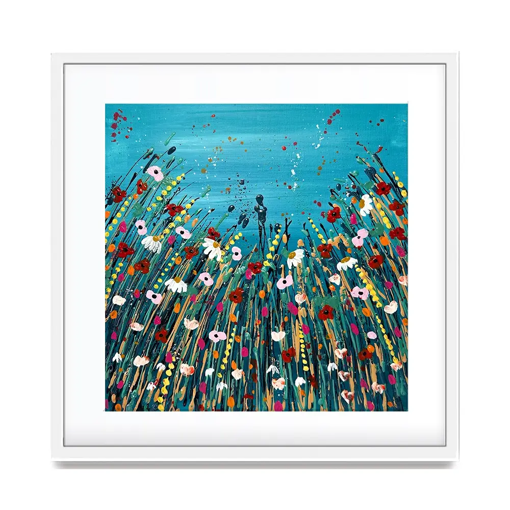 Floral Teal Square Framed Art Print Floral Teal Square Framed Art Print wall art product Emma LC Art