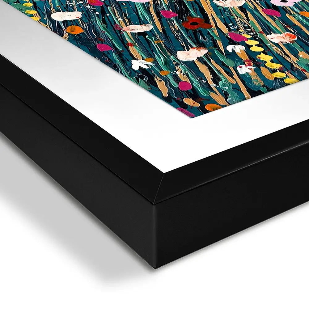 Floral Teal Square Framed Art Print Floral Teal Square Framed Art Print wall art product Emma LC Art