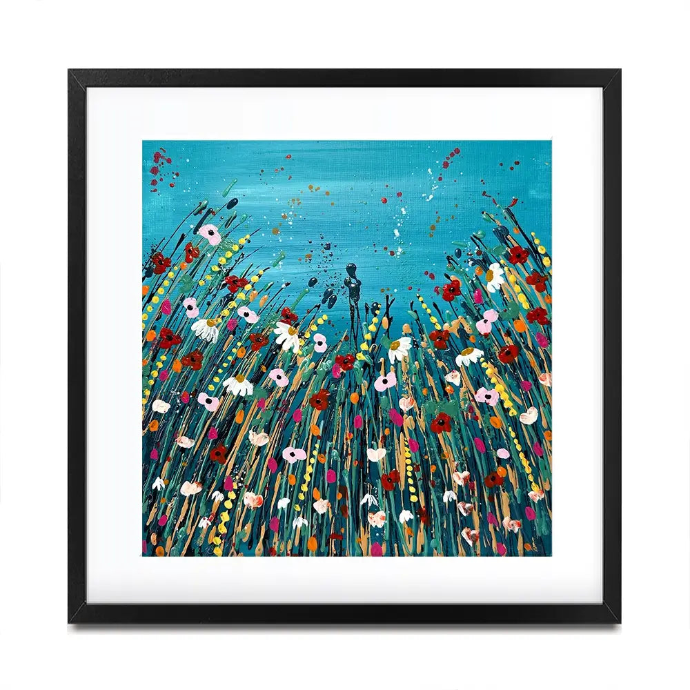 Floral Teal Square Framed Art Print Floral Teal Square Framed Art Print wall art product Emma LC Art