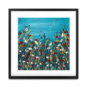 Floral Teal Square Framed Art Print Floral Teal Square Framed Art Print wall art product Emma LC Art