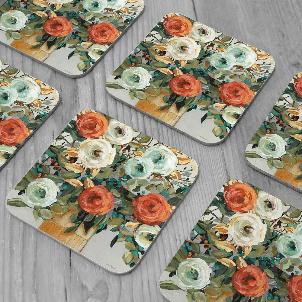Floral Warmth Coaster Set Rainbow Soul Tree Coaster Set | Rainbow Soul Tree Art Coasters wall art product Carol Robinson