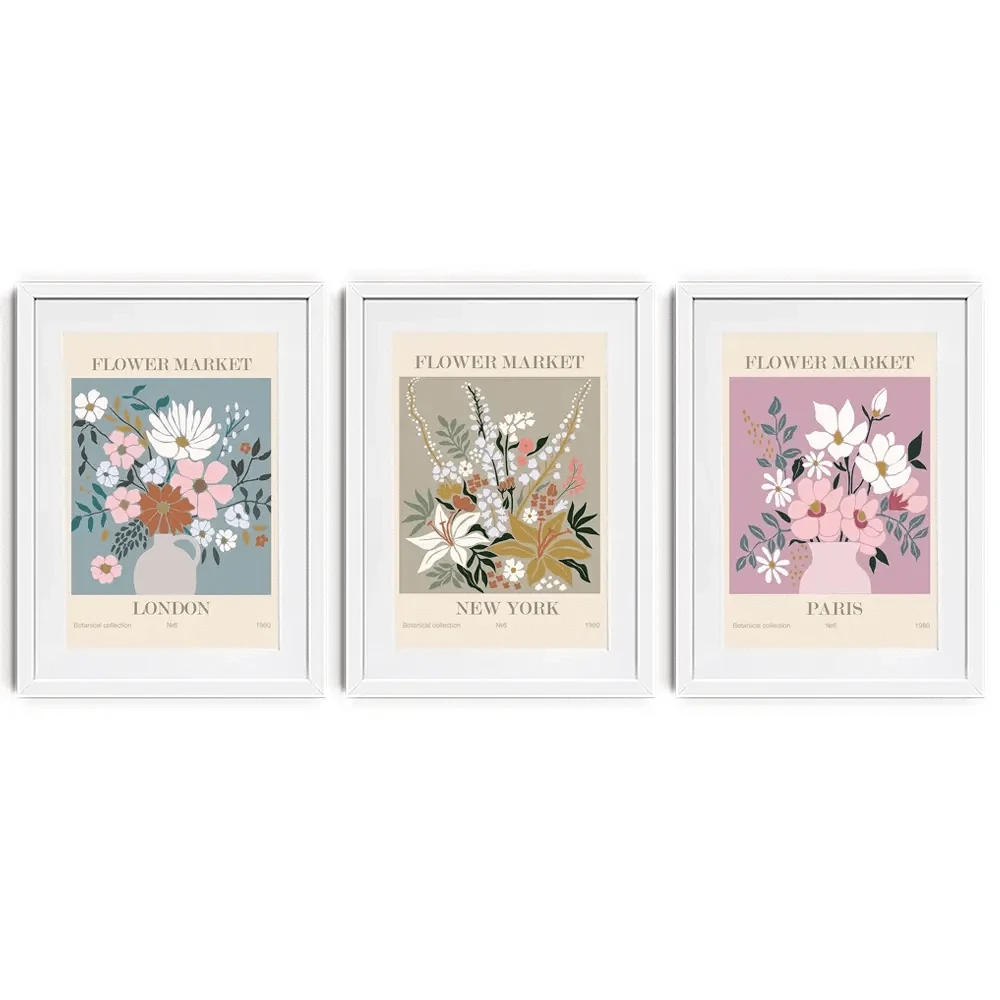Flower Market Framed Art Print Trio Flower Market Framed Art Print Trio wall art product Lana Brow / Shutterstock