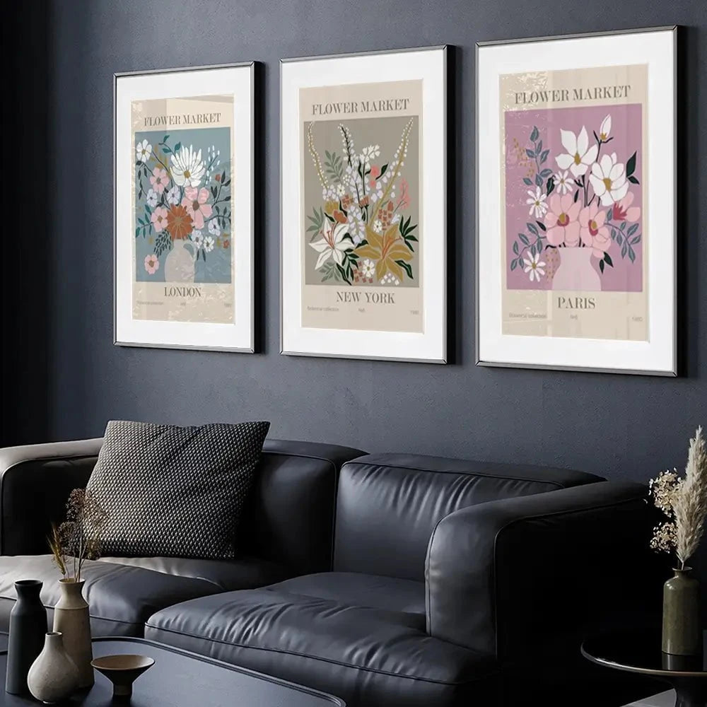 Flower Market Framed Art Print Trio Flower Market Framed Art Print Trio wall art product Lana Brow / Shutterstock
