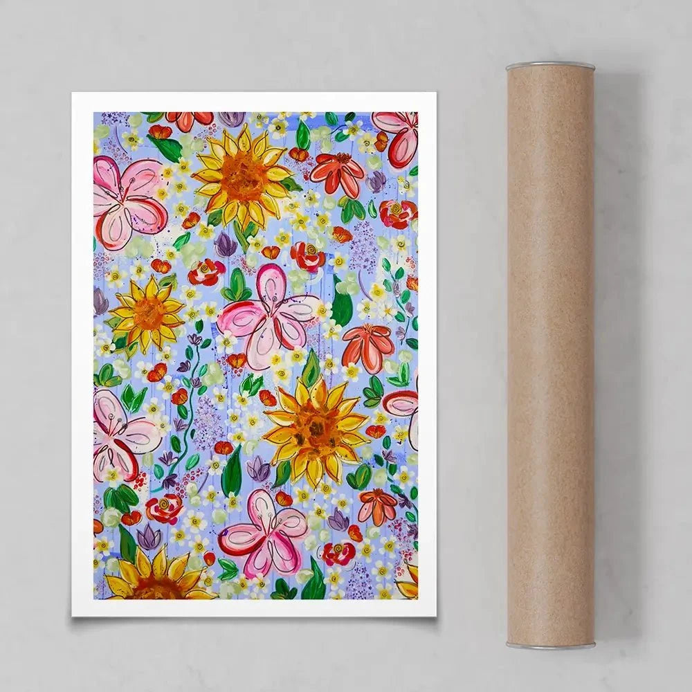 Flower Power Blue Art Print Flower Power Blue Art Print wall art product Elizabeth White