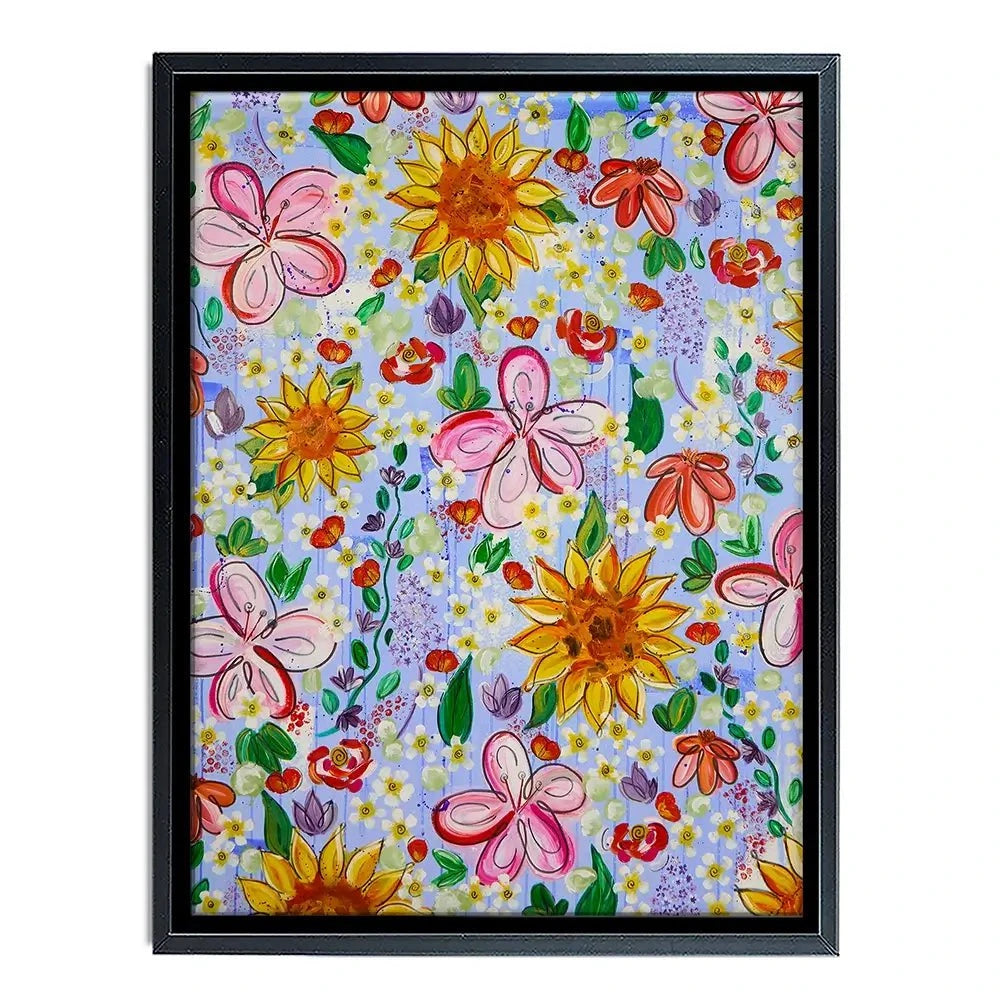 Flower Power Blue Canvas Print Flower Power Blue Canvas Print wall art product Elizabeth White