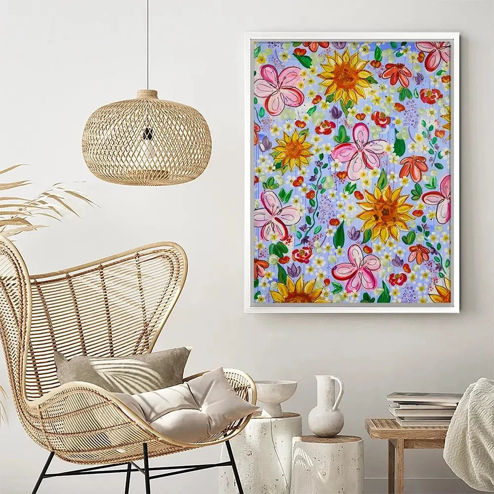 Flower Power Blue Canvas Print Flower Power Blue Canvas Print wall art product Elizabeth White