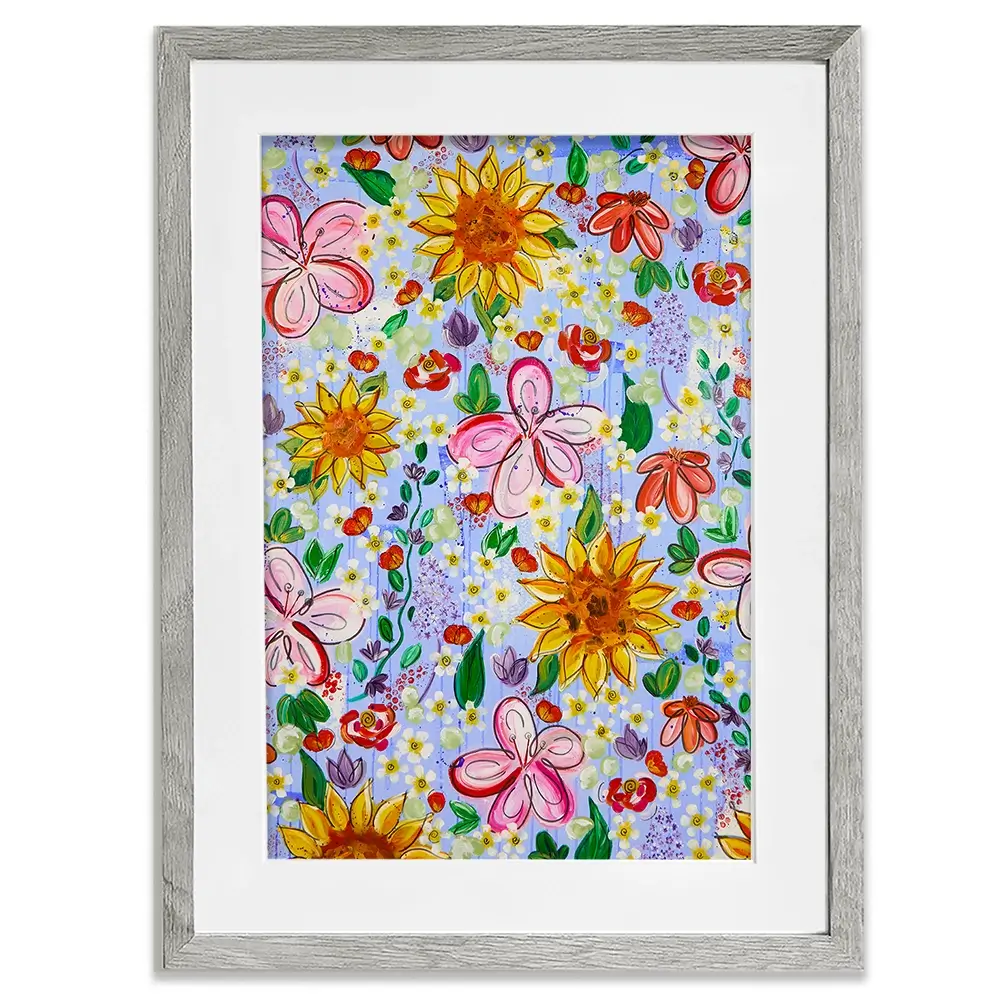 Flower Power Blue Framed Art Print Flower Power Blue Framed Art Print wall art product Elizabeth White