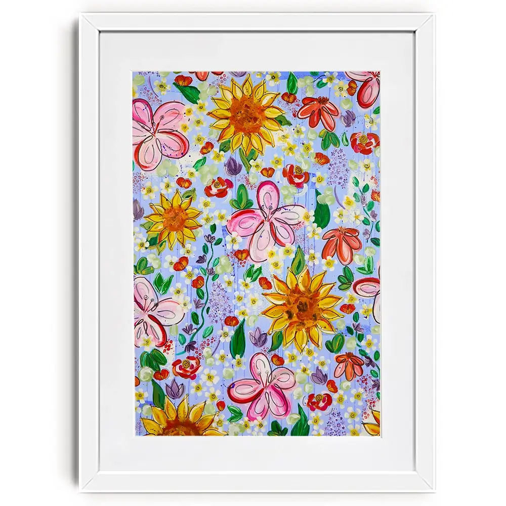 Flower Power Blue Framed Art Print Flower Power Blue Framed Art Print wall art product Elizabeth White