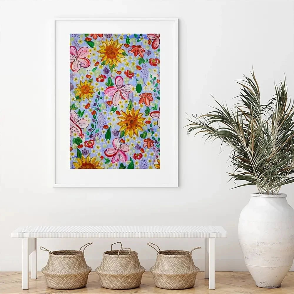 Flower Power Blue Framed Art Print Flower Power Blue Framed Art Print wall art product Elizabeth White