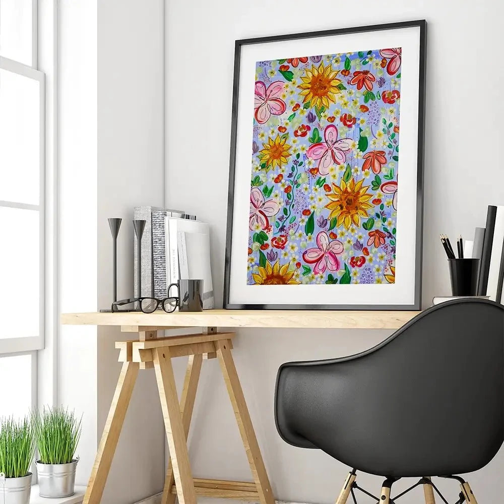 Flower Power Blue Framed Art Print Flower Power Blue Framed Art Print wall art product Elizabeth White