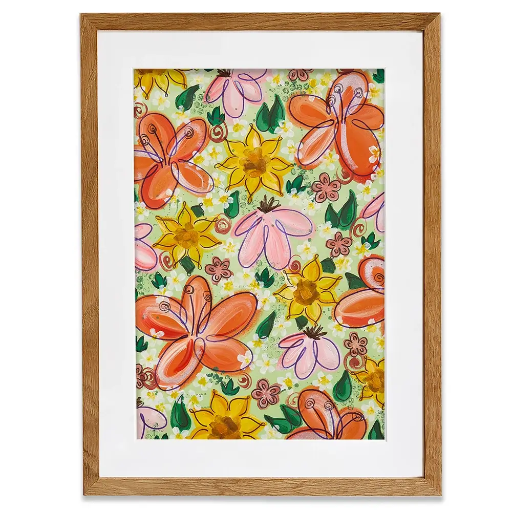Flower Power Green Framed Art Print Flower Power Green Framed Art Print wall art product Elizabeth White