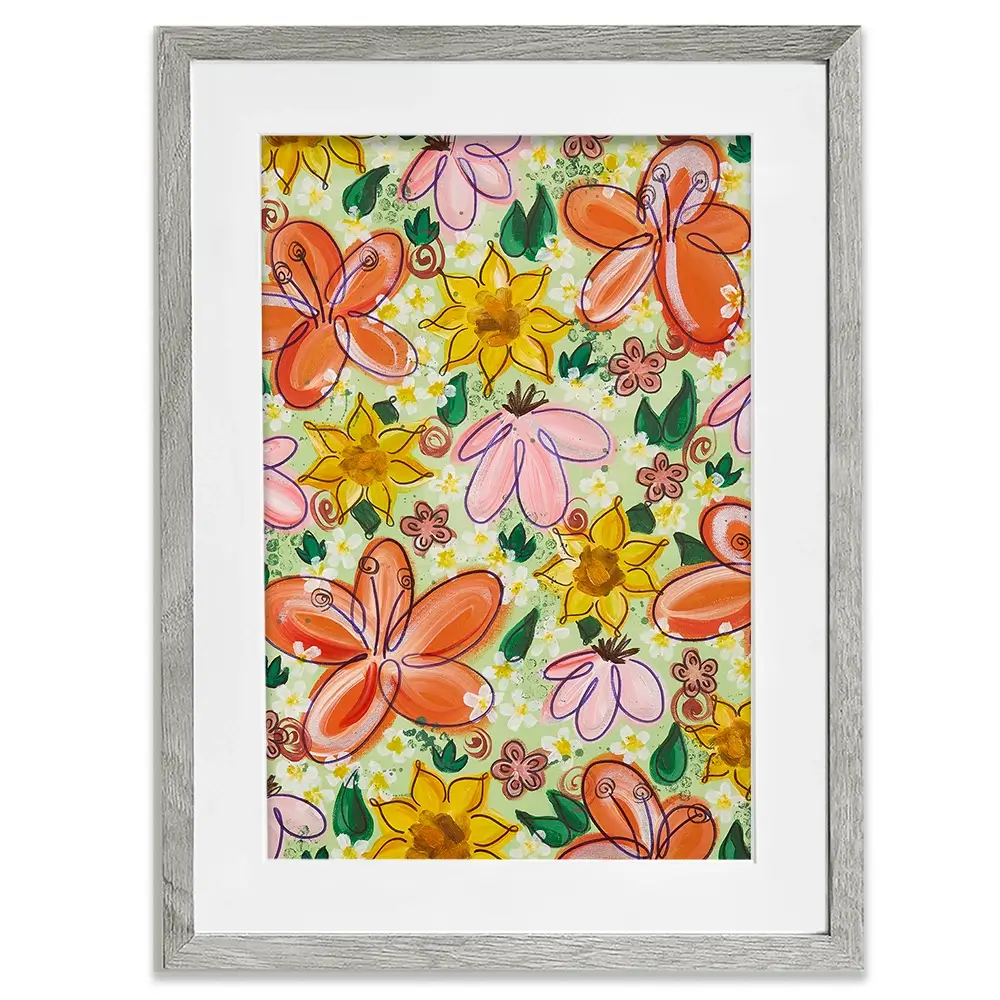 Flower Power Green Framed Art Print Flower Power Green Framed Art Print wall art product Elizabeth White