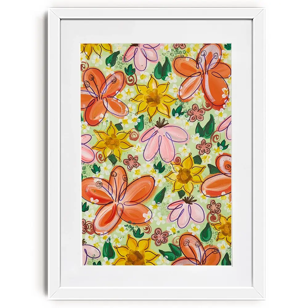 Flower Power Green Framed Art Print Flower Power Green Framed Art Print wall art product Elizabeth White