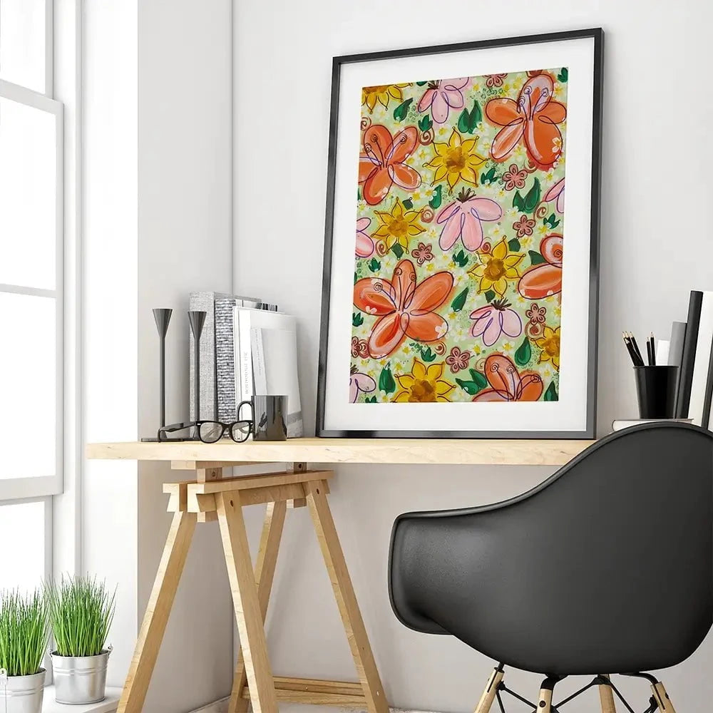 Flower Power Green Framed Art Print Flower Power Green Framed Art Print wall art product Elizabeth White