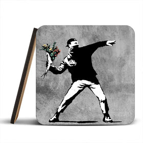Flower Thrower Coaster Set Rainbow Soul Tree Coaster Set | Rainbow Soul Tree Art Coasters wall art product Banksy