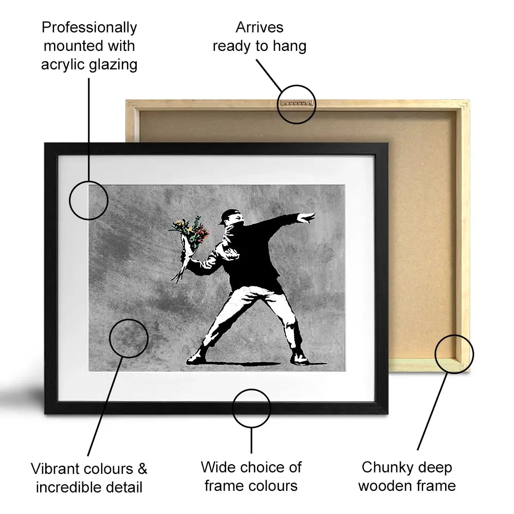 Flower Thrower Framed Art Print Flower Thrower Framed Art Print wall art product Banksy