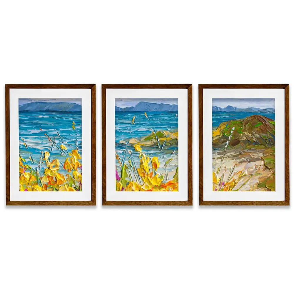 Flowers Beside The Sea Framed Art Print Trio Flowers Beside The Sea Framed Art Print Trio wall art product Olga Tkachyk