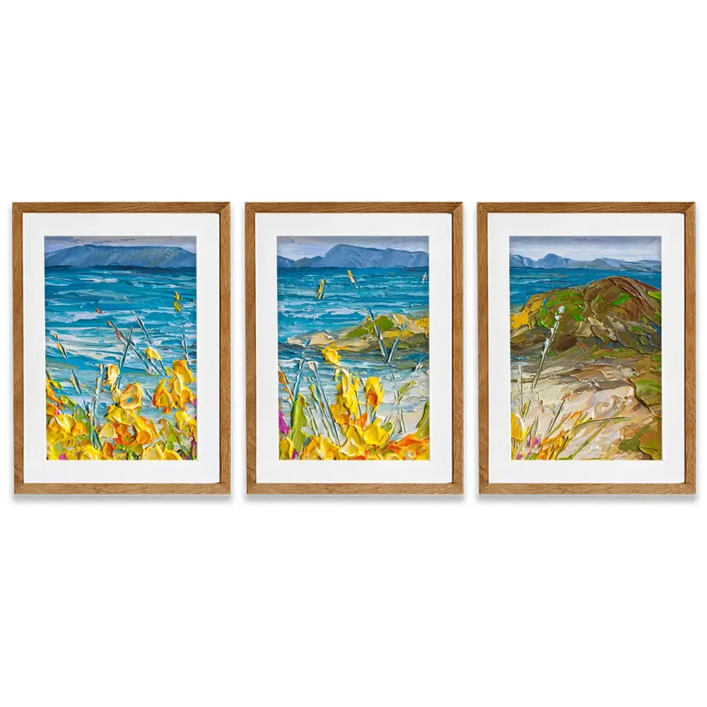 Flowers Beside The Sea Framed Art Print Trio Flowers Beside The Sea Framed Art Print Trio wall art product Olga Tkachyk