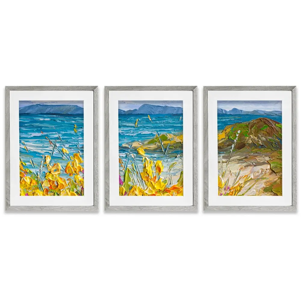 Flowers Beside The Sea Framed Art Print Trio Flowers Beside The Sea Framed Art Print Trio wall art product Olga Tkachyk