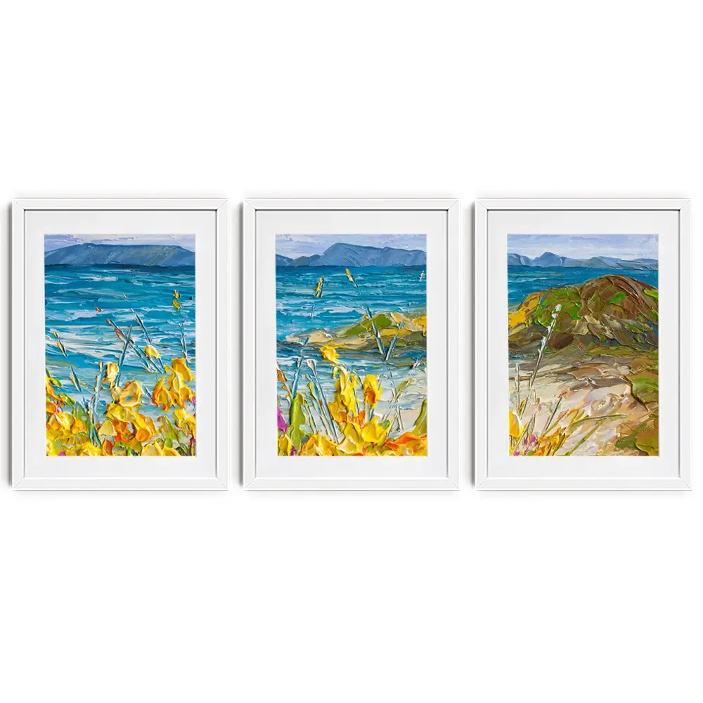 Flowers Beside The Sea Framed Art Print Trio Flowers Beside The Sea Framed Art Print Trio wall art product Olga Tkachyk