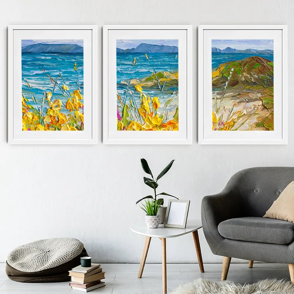 Flowers Beside The Sea Framed Art Print Trio Flowers Beside The Sea Framed Art Print Trio wall art product Olga Tkachyk