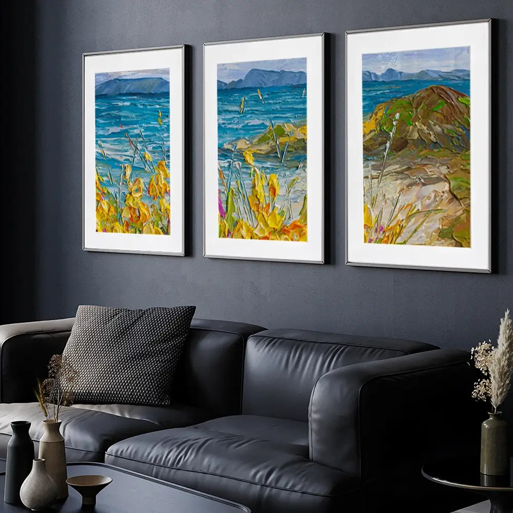 Flowers Beside The Sea Framed Art Print Trio Flowers Beside The Sea Framed Art Print Trio wall art product Olga Tkachyk