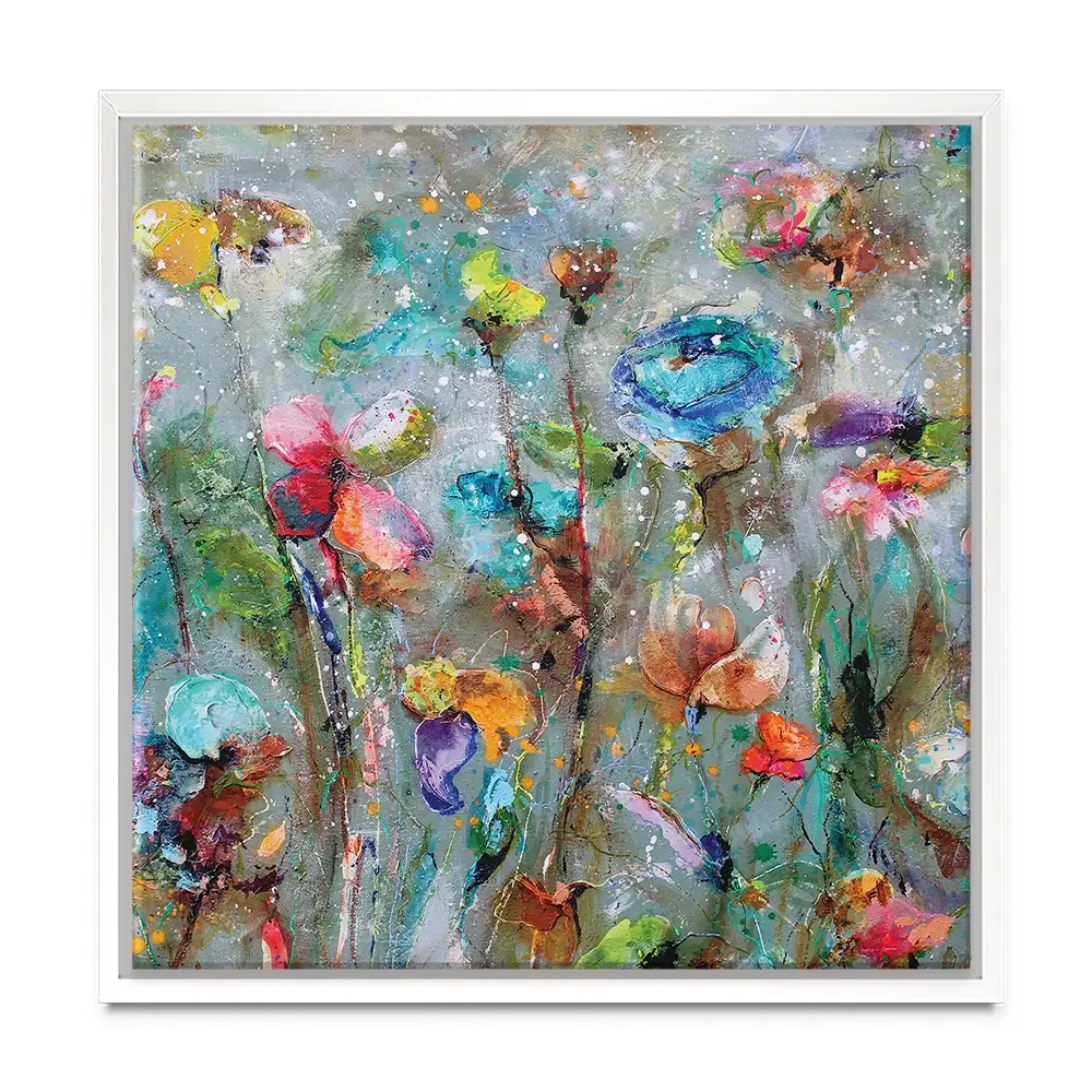 Flowers By Dawn Square Canvas Print Flowers By Dawn Square Canvas Print wall art product Studio Paint-Ing