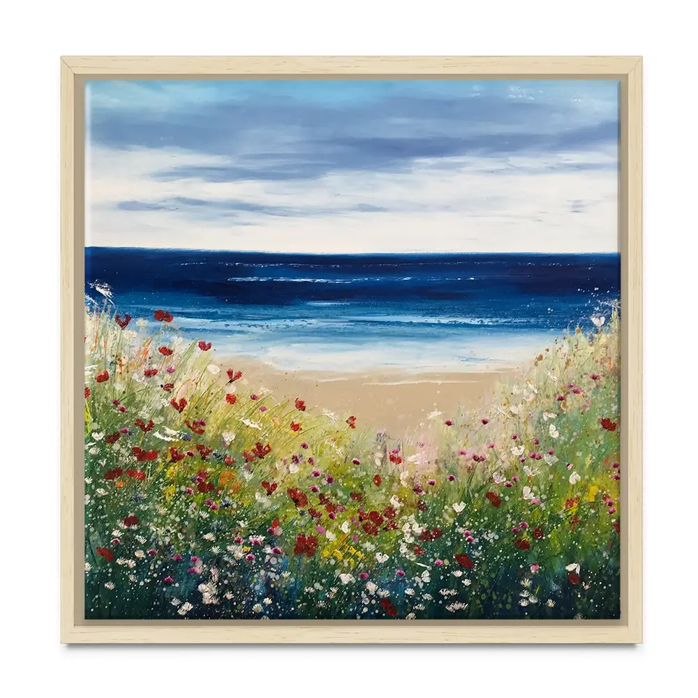 Flowers By The Water Square Canvas Print Flowers By The Water Square Canvas Print wall art product Laure Bury