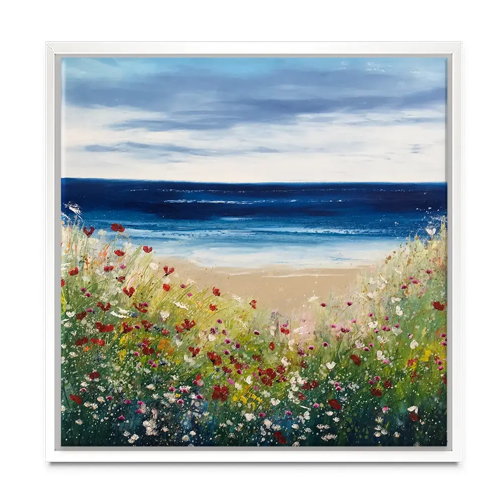 Flowers By The Water Square Canvas Print Flowers By The Water Square Canvas Print wall art product Laure Bury