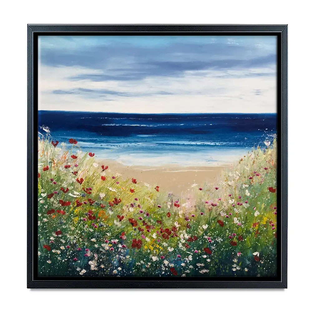 Flowers By The Water Square Canvas Print Flowers By The Water Square Canvas Print wall art product Laure Bury