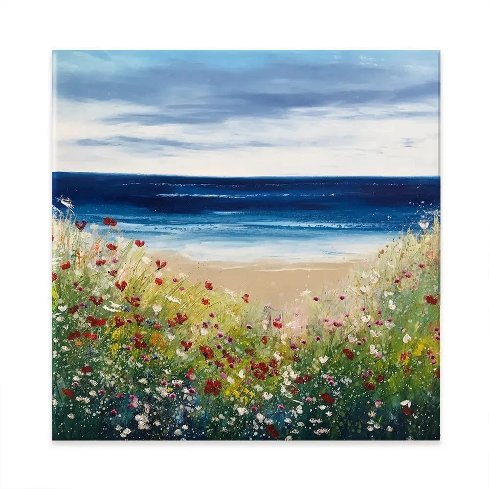 Flowers By The Water Square Canvas Print Flowers By The Water Square Canvas Print wall art product Laure Bury