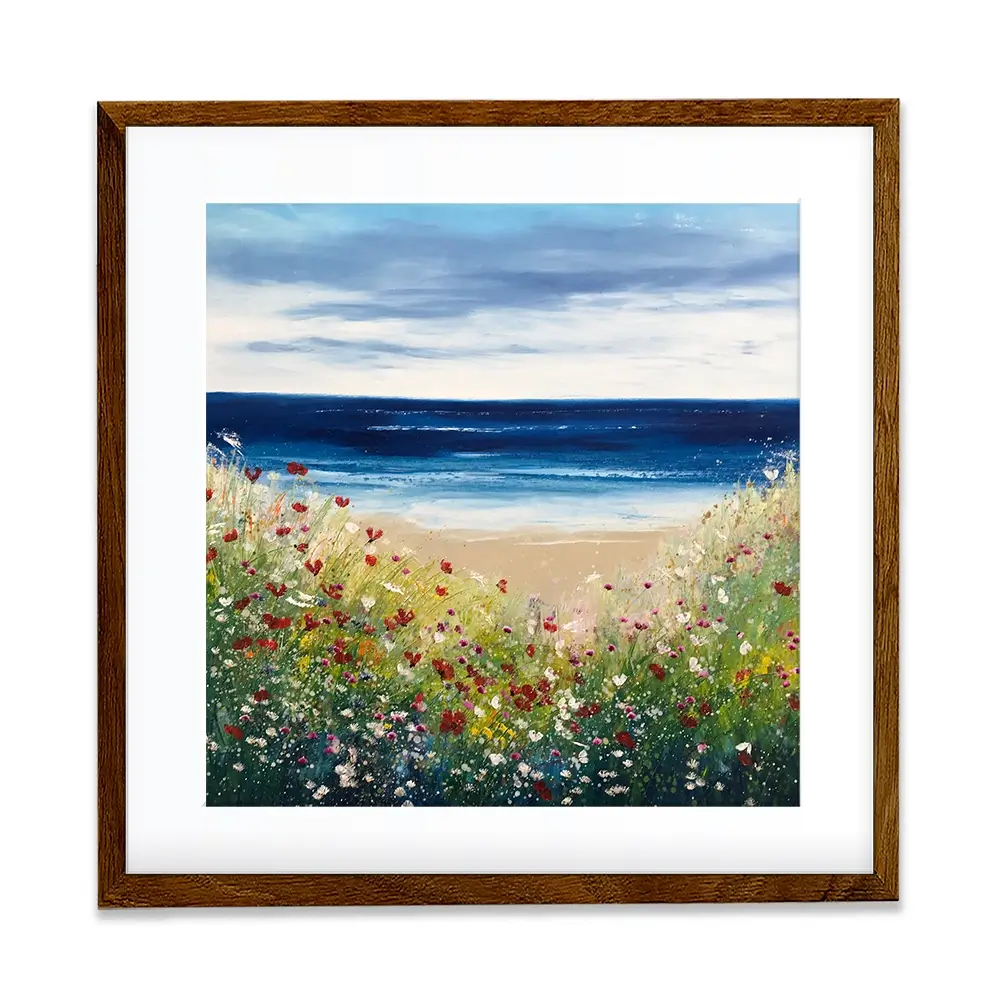 Flowers By The Water Square Framed Art Print Flowers By The Water Square Framed Art Print wall art product Laure Bury