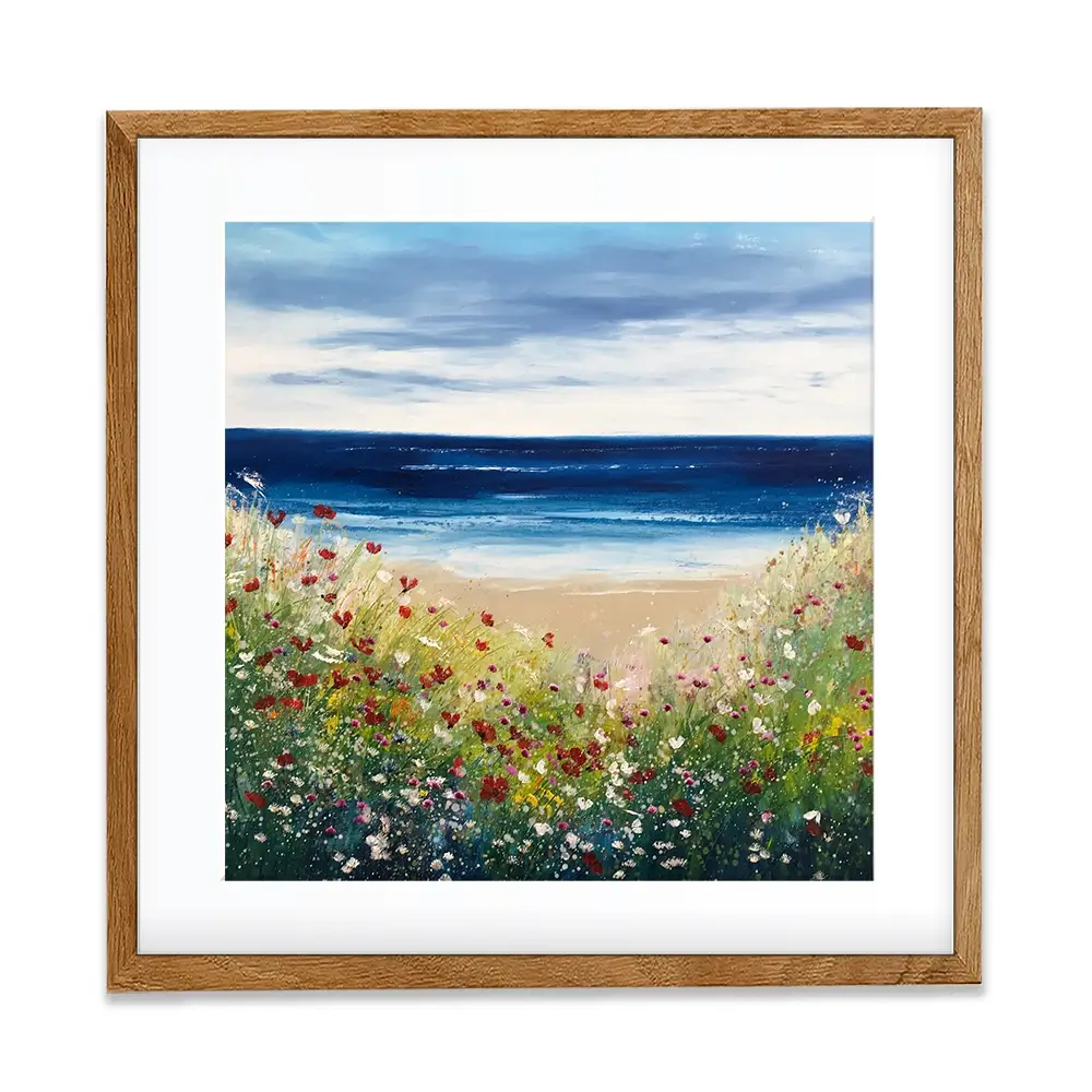 Flowers By The Water Square Framed Art Print Flowers By The Water Square Framed Art Print wall art product Laure Bury