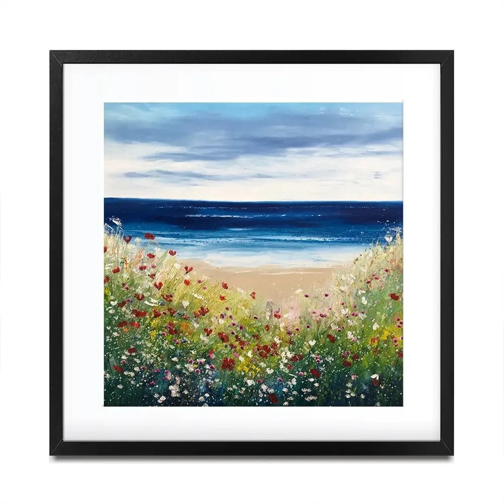 Flowers By The Water Square Framed Art Print Flowers By The Water Square Framed Art Print wall art product Laure Bury