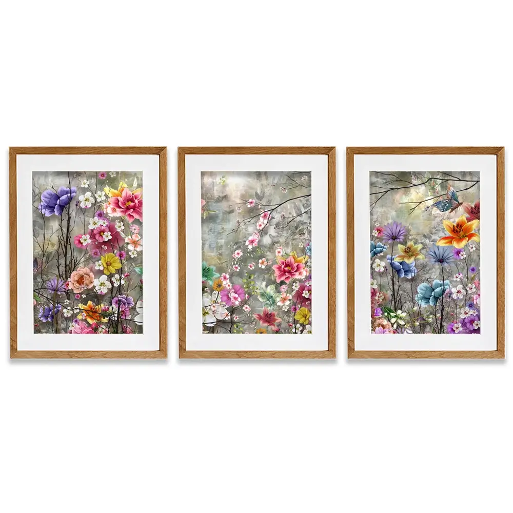 Flowers Everywhere Framed Art Print Trio Flowers Everywhere Framed Art Print Trio wall art product Pawaris Pattano09 / Shutterstock