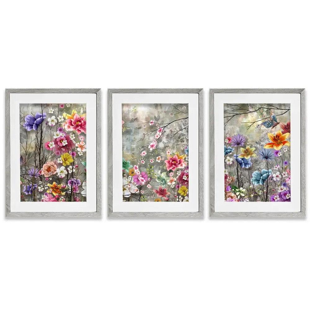 Flowers Everywhere Framed Art Print Trio Flowers Everywhere Framed Art Print Trio wall art product Pawaris Pattano09 / Shutterstock