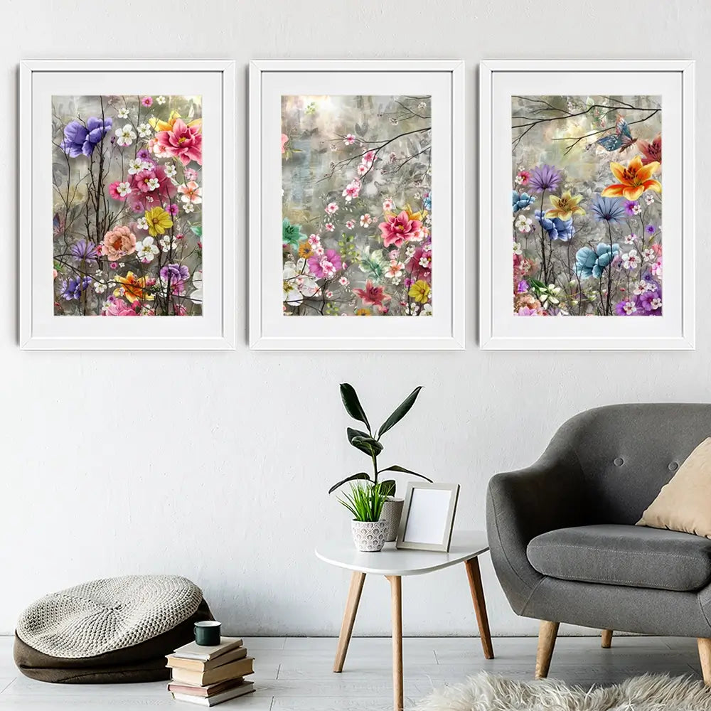 Flowers Everywhere Framed Art Print Trio Flowers Everywhere Framed Art Print Trio wall art product Pawaris Pattano09 / Shutterstock