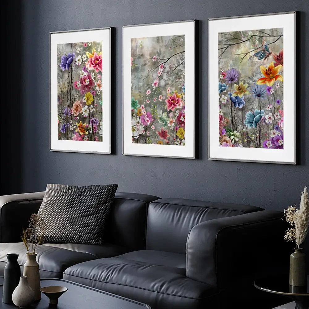 Flowers Everywhere Framed Art Print Trio Flowers Everywhere Framed Art Print Trio wall art product Pawaris Pattano09 / Shutterstock